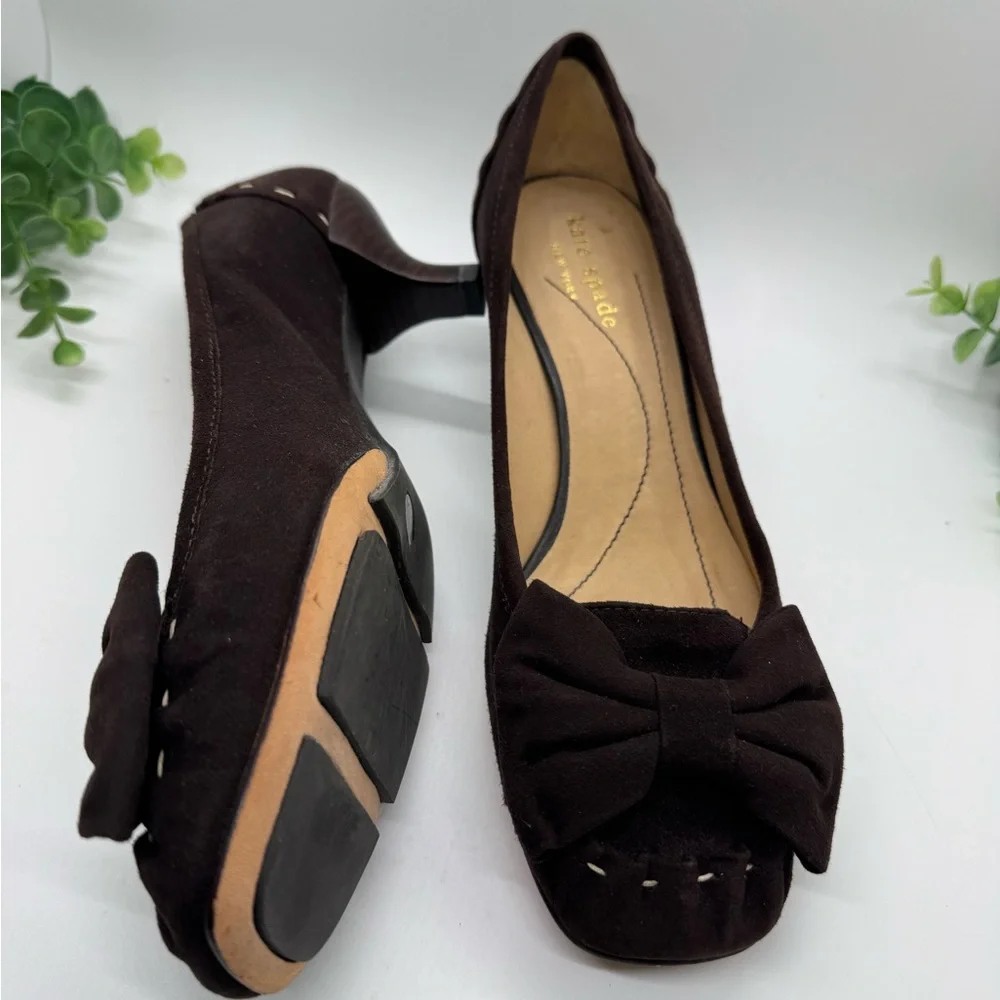 Kate Spade Brown Soft Suede Kitten Heel-size 6